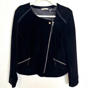 Soft Surroundings Black Velvet Blazer Moto Jacket Women’s Medium Career Classic